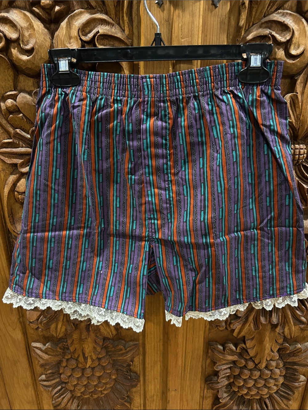 New! Upcycled Hanes small vintage boxer with lace
